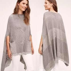 Moth by Anthropologie Madison Park Poncho Sweater Gray Womens Sz XS/S Langenlook